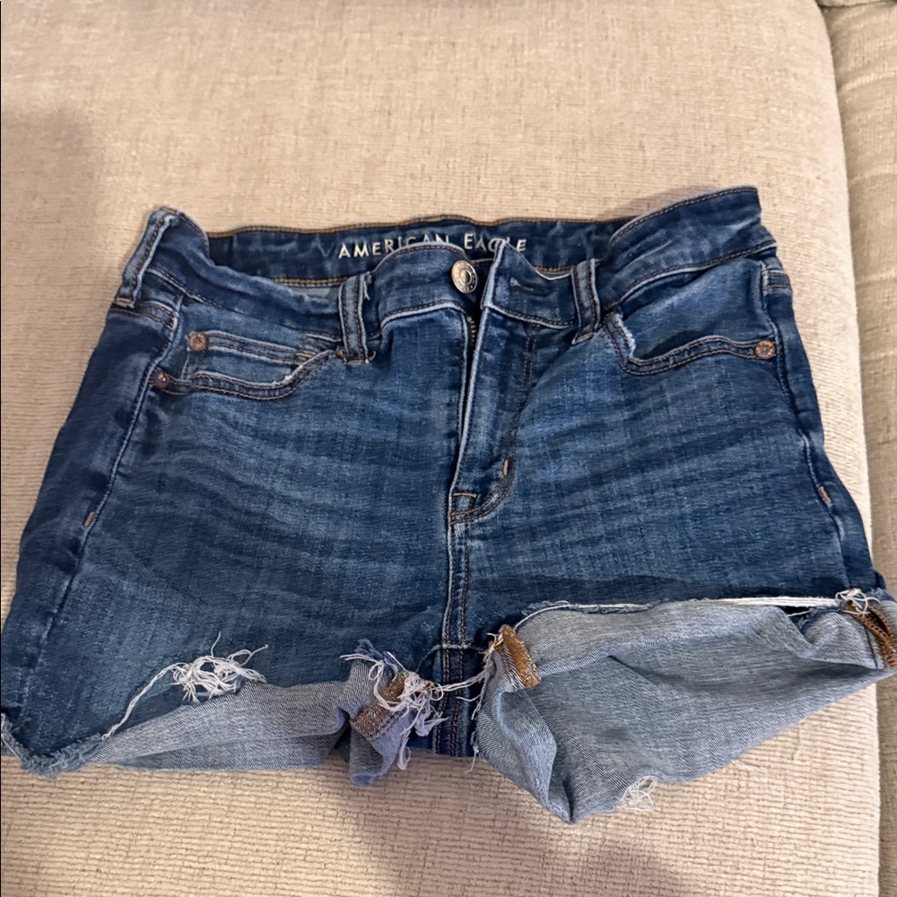 American Eagle Outfitters Women's Distressed Blue Jean Shorts